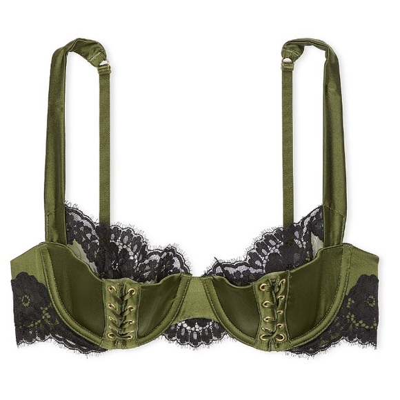 ✨Atelier Victoria’s Secret satin lace trim lightly lined balconette bra 34C NWT - Picture 5 of 10